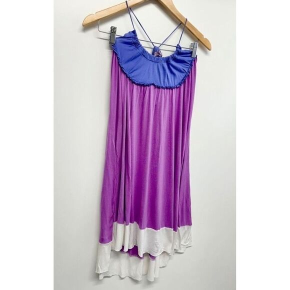 Calypso Christine Celle Purple White Dress XS Spaghetti Strap - Picture 3 of 6
